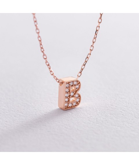 Necklace with the letter "B" in red gold (cubic zirconia) count01255B Onyx 44