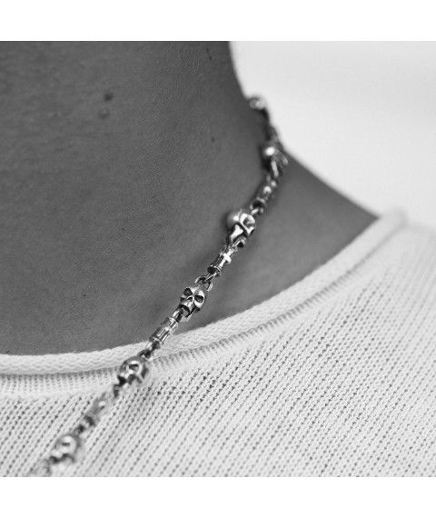 Silver necklace "Skulls" 364 Onyx 65