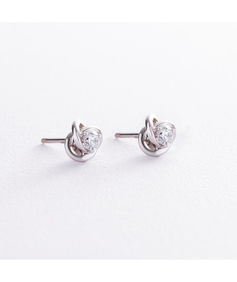 Gold earrings - studs with cubic zirconia s03396 Onyx