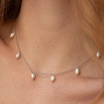 Silver necklace with pearls 908-01430 Onyx 38