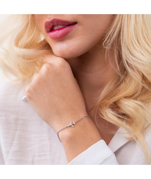 Silver bracelet "Airplane" with cubic zirconia 3184307401 Onyx 22