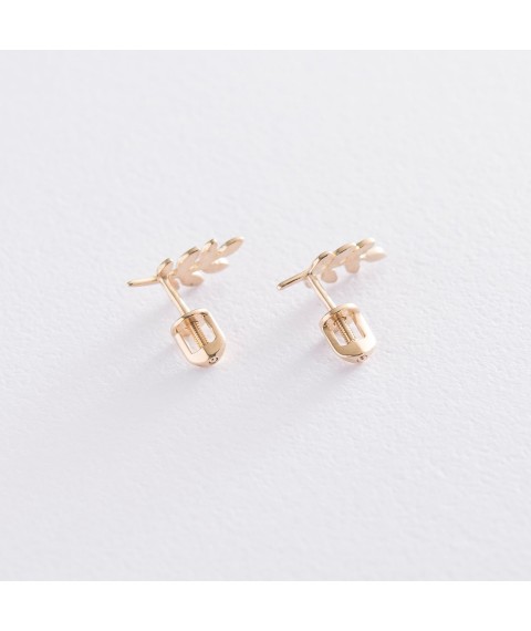 Gold earrings - studs "Twigs" s06736 Onix