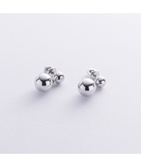 Earrings - studs "Margo" with balls (white gold) s08743 Onyx
