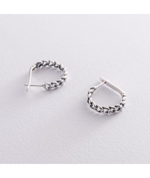 Silver earrings "Anette" 122993 Onyx
