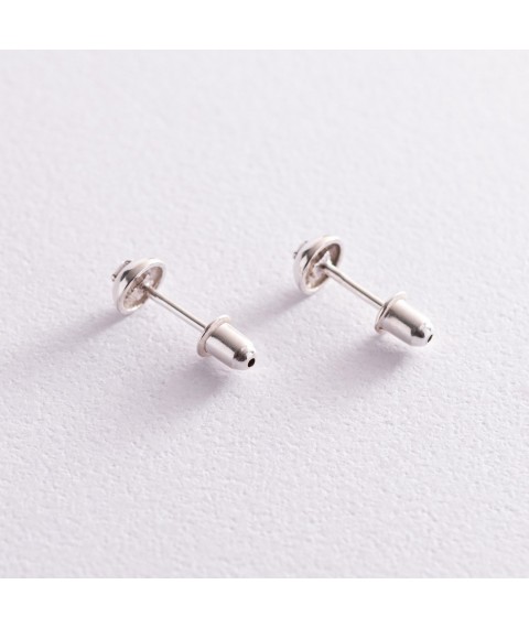 Silver earrings - studs with cubic zirconia 12852 Onyx
