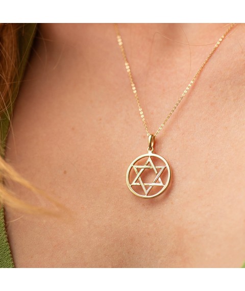 Pendant "Star of David" in yellow gold p03878 Onyx