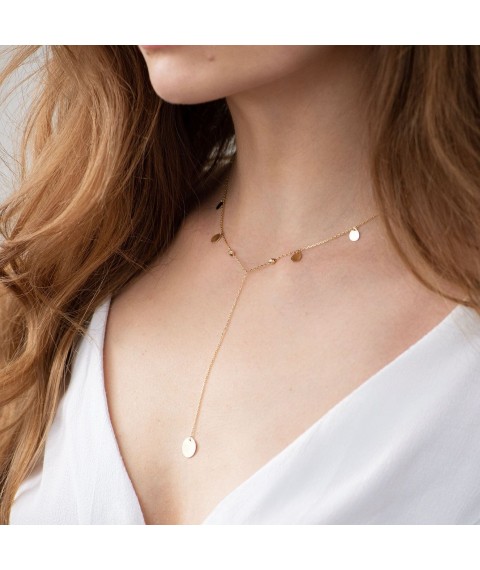 Necklace "Droplets" in yellow gold kol01630 Onix 42