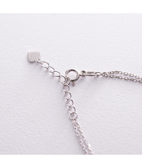 Silver bracelet "Clover" with malachite 141635 Onix 17