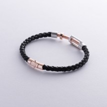 Rubber bracelet "Nail" with gold inserts b05375 Onyx