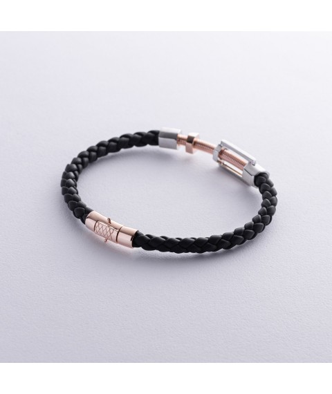 Rubber bracelet "Nail" with gold inserts b05375 Onix 20