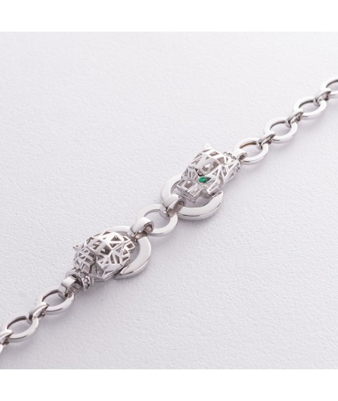 Bracelet "Panther" in white gold (cubic zirconia) b05317 Onix 19.5
