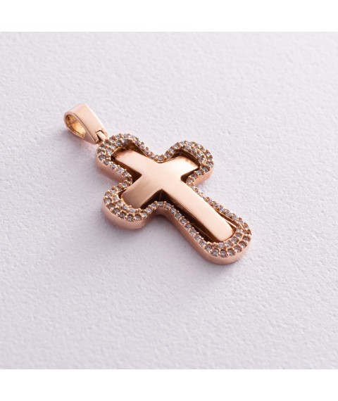 Golden cross with cubic zirconia "Save and preserve" p02254 Onyx