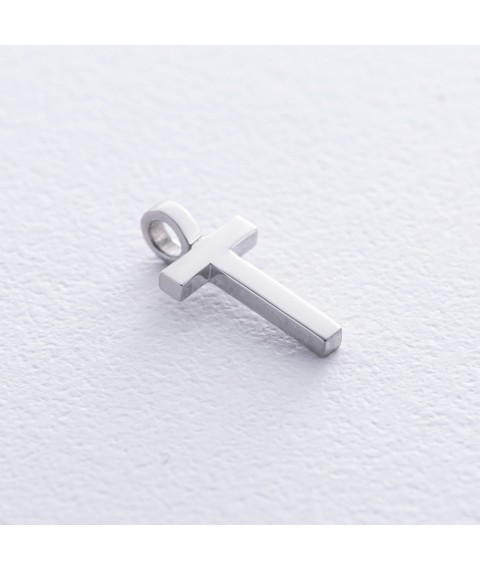 Silver pendant "Letter T" (pendant for choker) 1105T Onyx