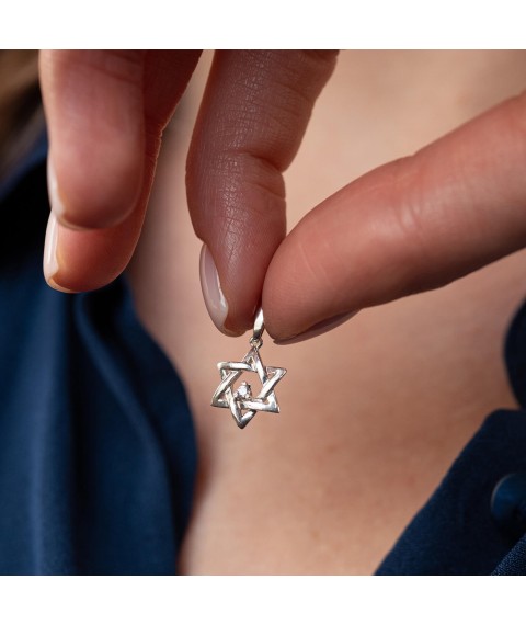 Silver pendant "Star of David" with cubic zirconia 133043 Onyx