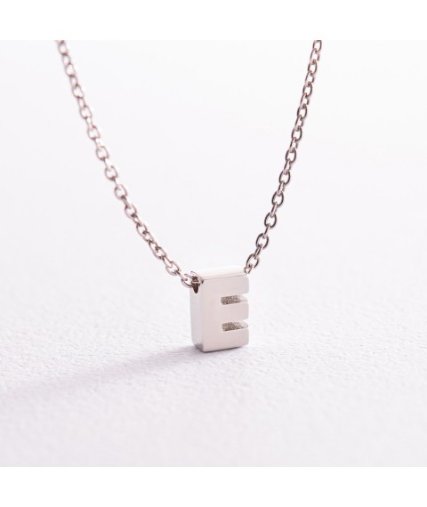 Silver necklace with the letter "E" 1105 E Onix 45