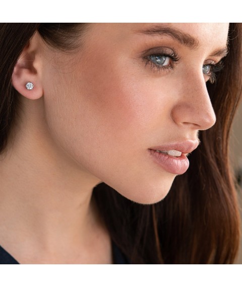 Gold stud earrings with cubic zirconia s04760 Onyx
