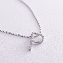 Gold necklace with the letter "P" with diamonds 134031121 Onyx