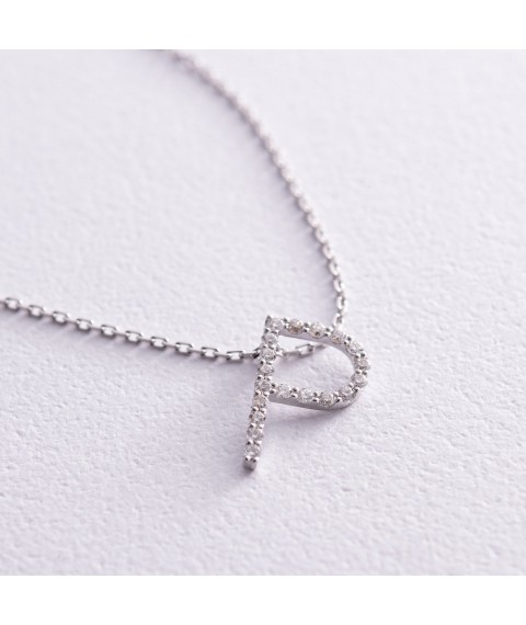 Gold necklace with the letter "P" with diamonds 134031121 Onyx