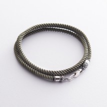Шелковый шнурок цвета Хаки с серебряной застежкой (3мм) 18427 Онікс  40