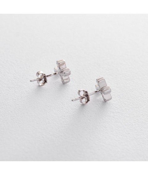 Silver stud earrings with crosses (enamel) 122183 Onyx