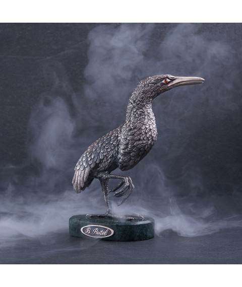 Серебряная фигура ручной работы "Птица на мраморной подставке" сер00006 Оникс