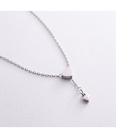 Silver necklace "Heart" (adjustable length) OR121165 Onyx
