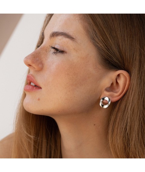 Silver earrings - studs "Shine" 122880 Onyx