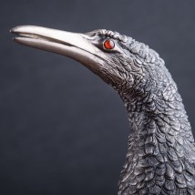 Серебряная фигура ручной работы "Птица на мраморной подставке" сер00006 Онікс