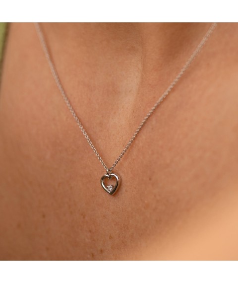 Gold necklace "Heart" with diamond flask0110y Onix 45