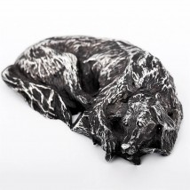 Серебряная фигура ручной работы "Спящая собака" Сер.14 Онікс