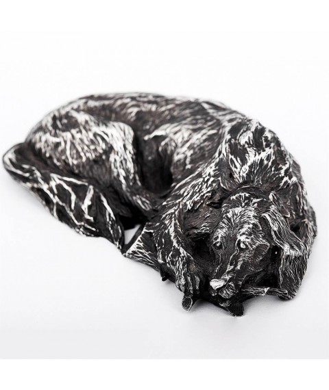 Серебряная фигура ручной работы "Спящая собака" Сер.14 Онікс