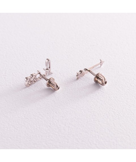 Earrings - studs "Kiss" in white gold s07674 Onyx