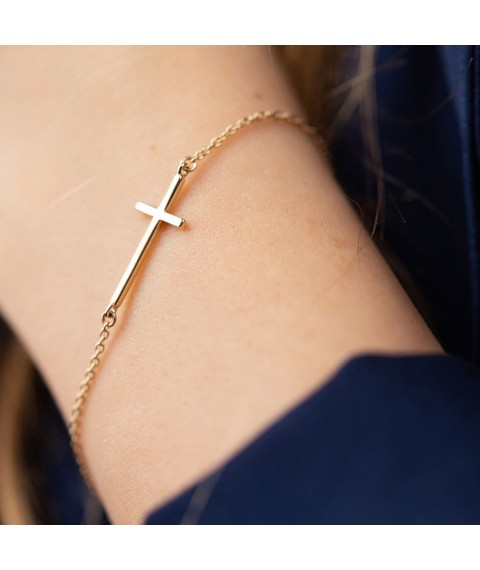 Bracelet "Cross" in yellow gold z2081zh Onyx 19