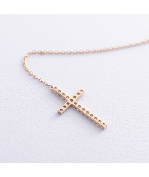 Gold necklace - "Cross" tie with diamonds flask0115mi Onix 47