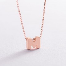 Gold necklace with the letter "M" coll01256M Onix 44
