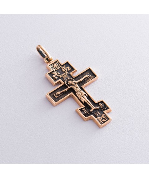 Golden Orthodox cross with crucifix p00787 Onyx