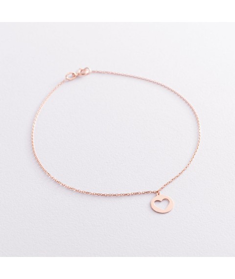 Gold ankle bracelet "Heart" b04790 Onix