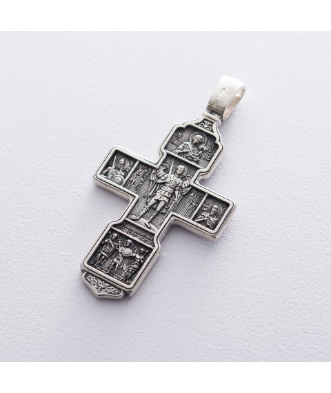 Срібний хрест з чорнінням 132694 Онікс