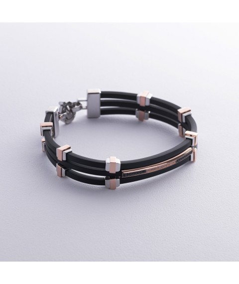 Rubber bracelet with gold inserts (cubic zirconia) 1091b Onix 21
