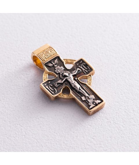 Срібний хрестик з позолотою "Кельтський" 131795 Онікс
