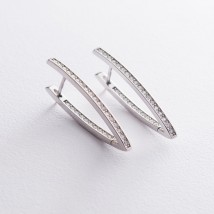 Silver earrings "Initiative" (white cubic zirconia) 122682 Onyx
