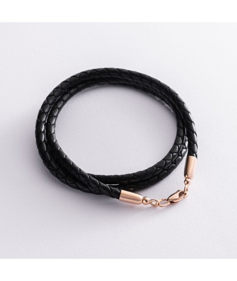 Leather cord with gold clasp kol00944 Onix 50