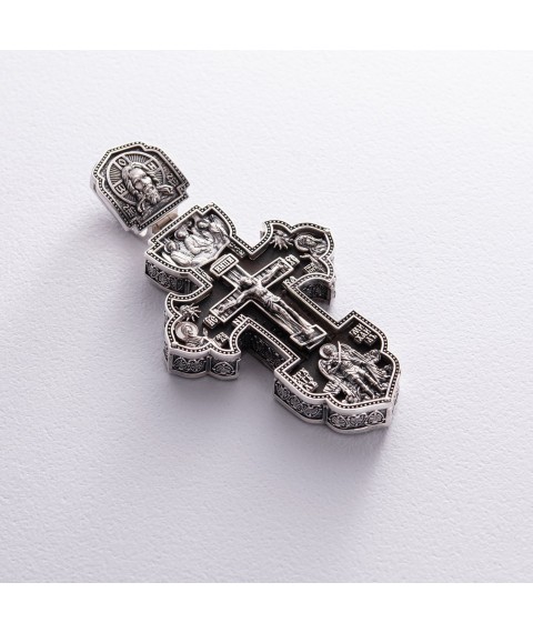 Men's Orthodox cross "Crucifixion. Save and Preserve" made of ebony and silver 1003c Onyx