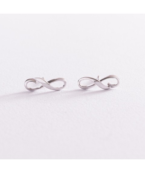 Earrings - studs "Infinity" in white gold s07764 Onyx