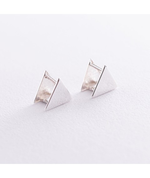 Silver earrings "Triangles" 122182 Onyx