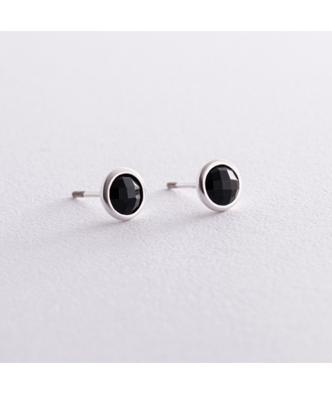 Silver earrings - studs (onyx) 122540 Onyx