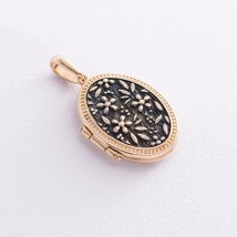 Gold pendant for photography "Flowers" (blackening) p03451 Onyx