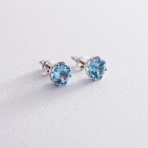 Gold earrings - studs (blue topaz) s06675 Onyx