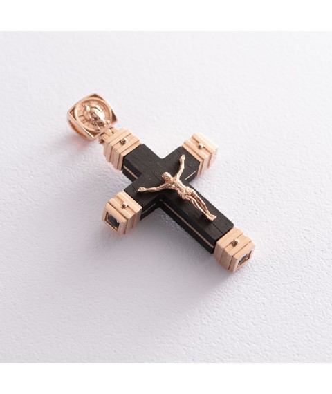 Men's Orthodox cross made of ebony and gold with diamonds pb0281 Onyx