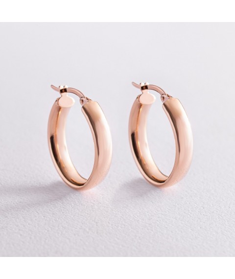 Oval earrings in red gold s07858 Onyx